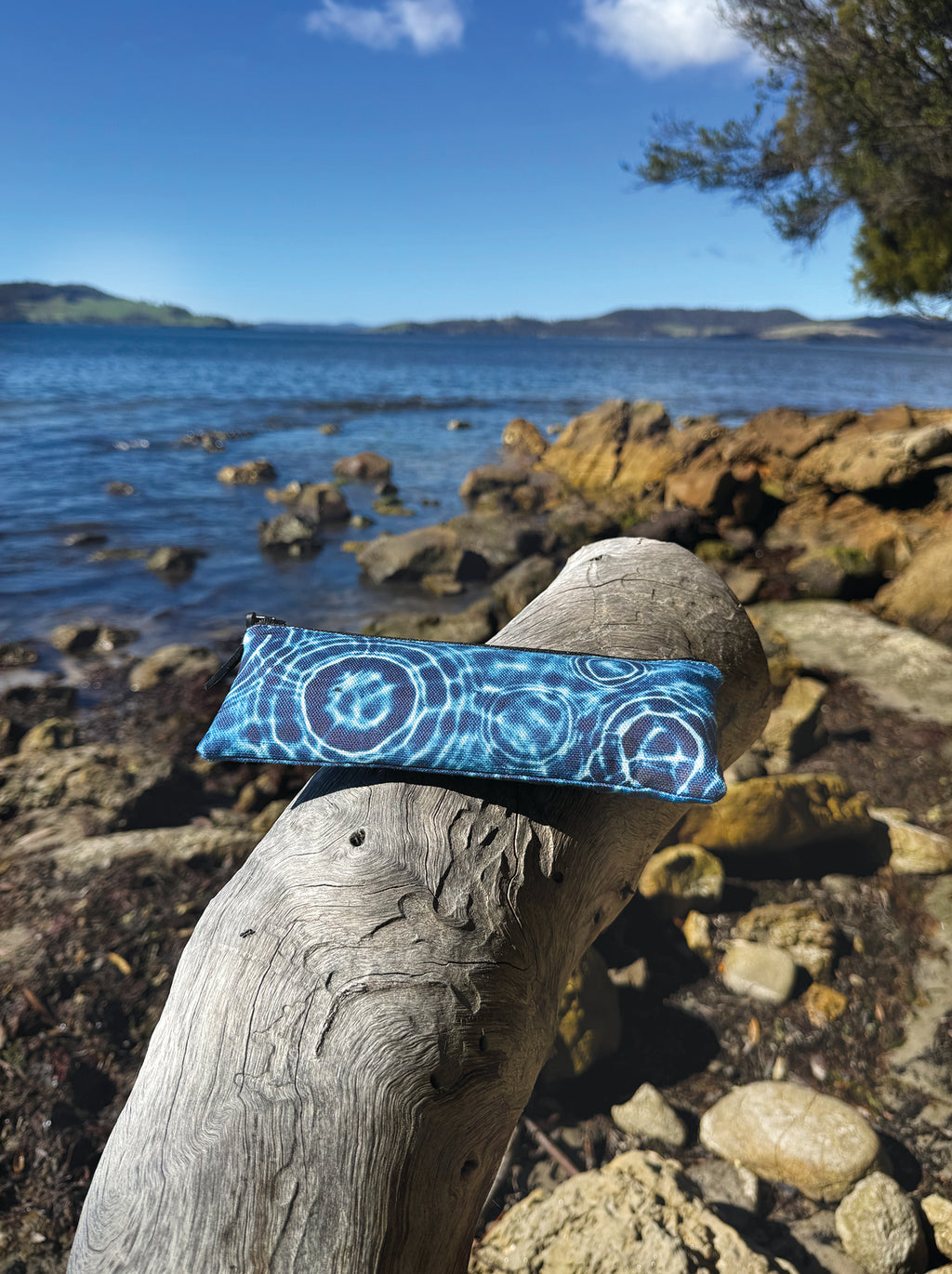 The Bruny Pouch - Cerulean Drops Fabric