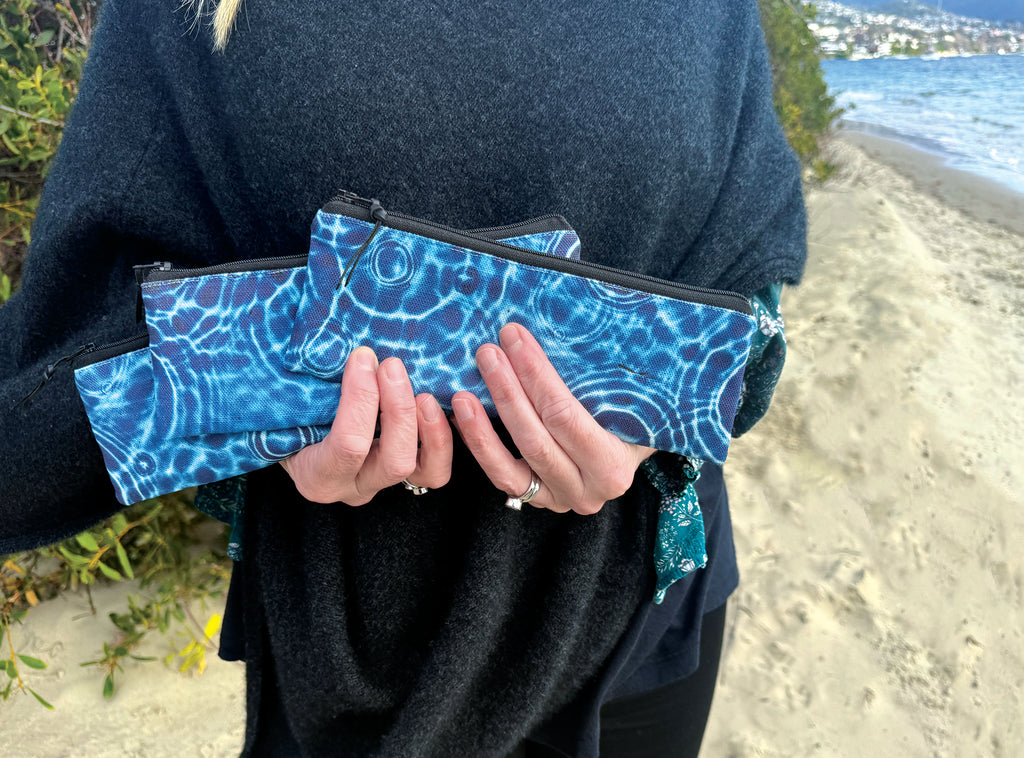 The Bruny Pouch - Cerulean Drops Fabric
