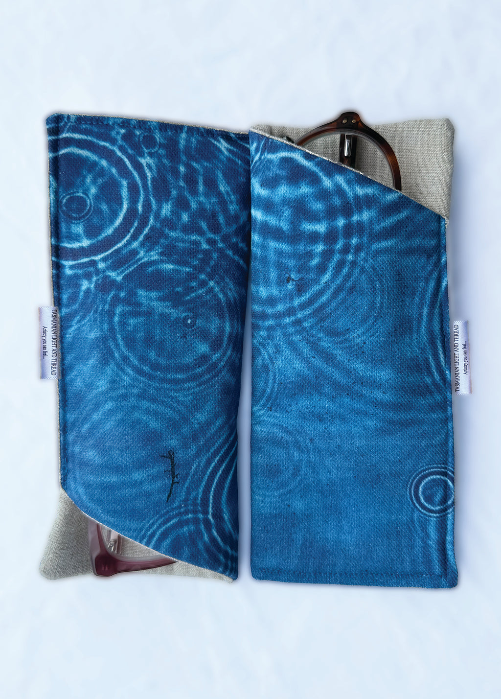 Slip-In Glasses Case - Cerulean Drops Fabric