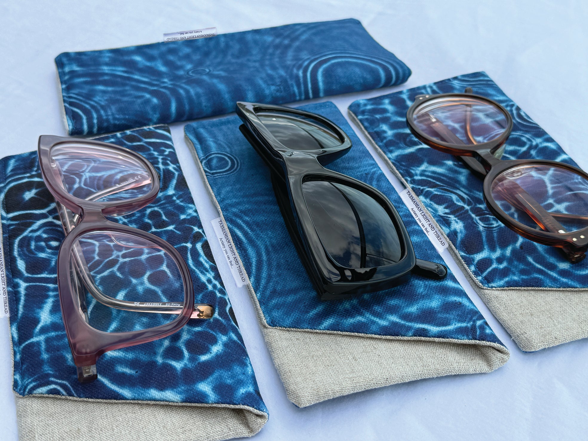 Slip-In Glasses Case - Cerulean Drops Fabric