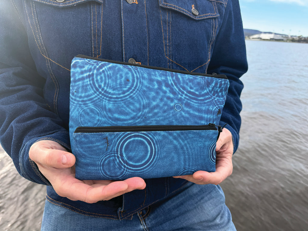 The Bruny Pouch - Cerulean Drops Fabric