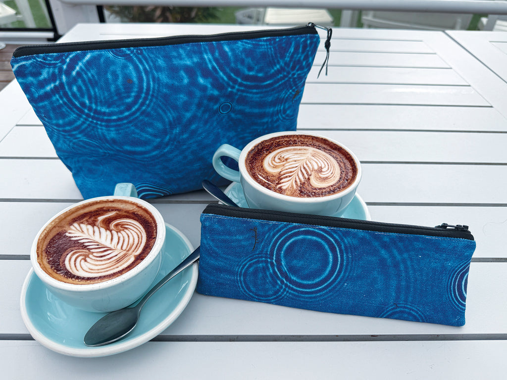 The Bruny Pouch - Cerulean Drops Fabric