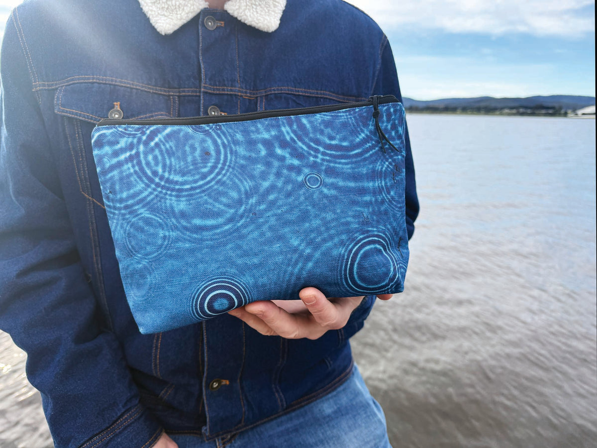 The Waratah Pouch - Cerulean Drops Fabric