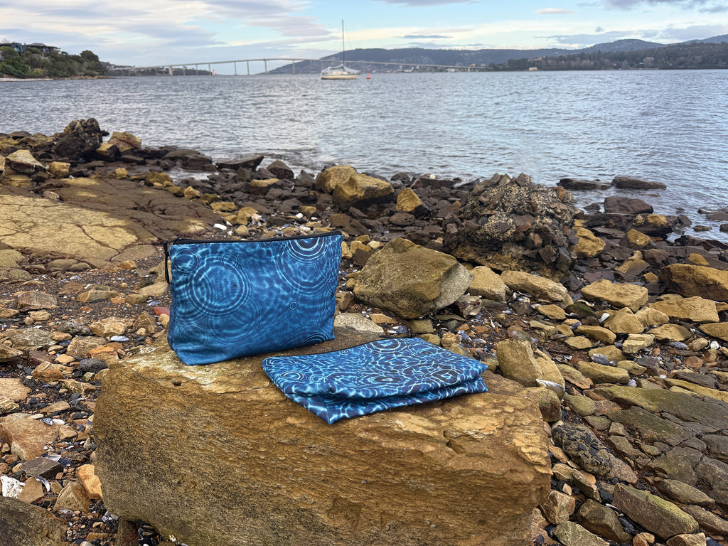 The Waratah Pouch - Cerulean Drops Fabric