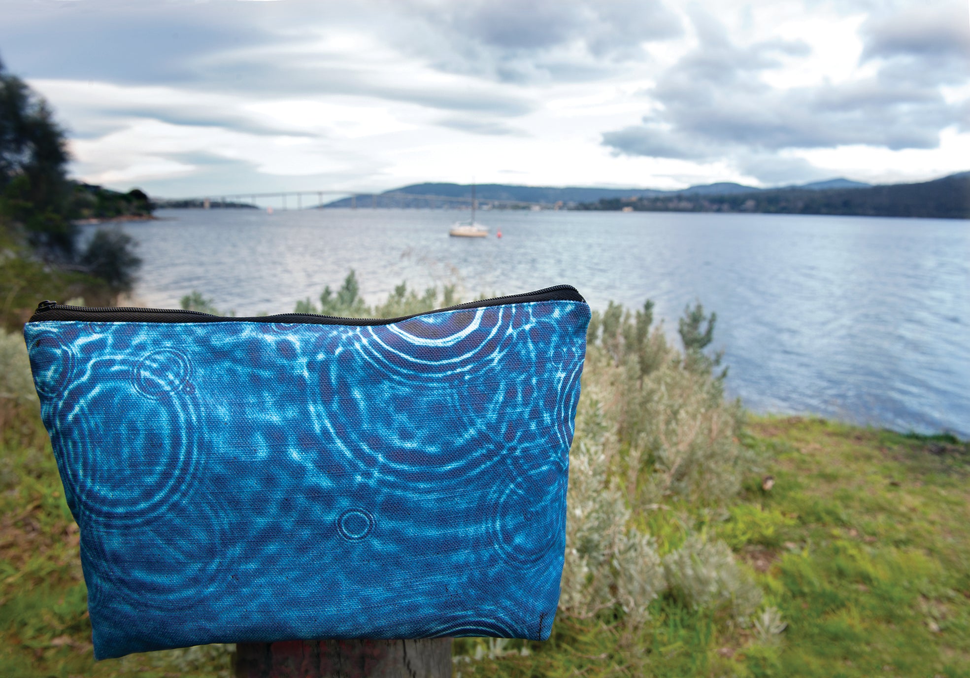 The Waratah Pouch - Cerulean Drops Fabric