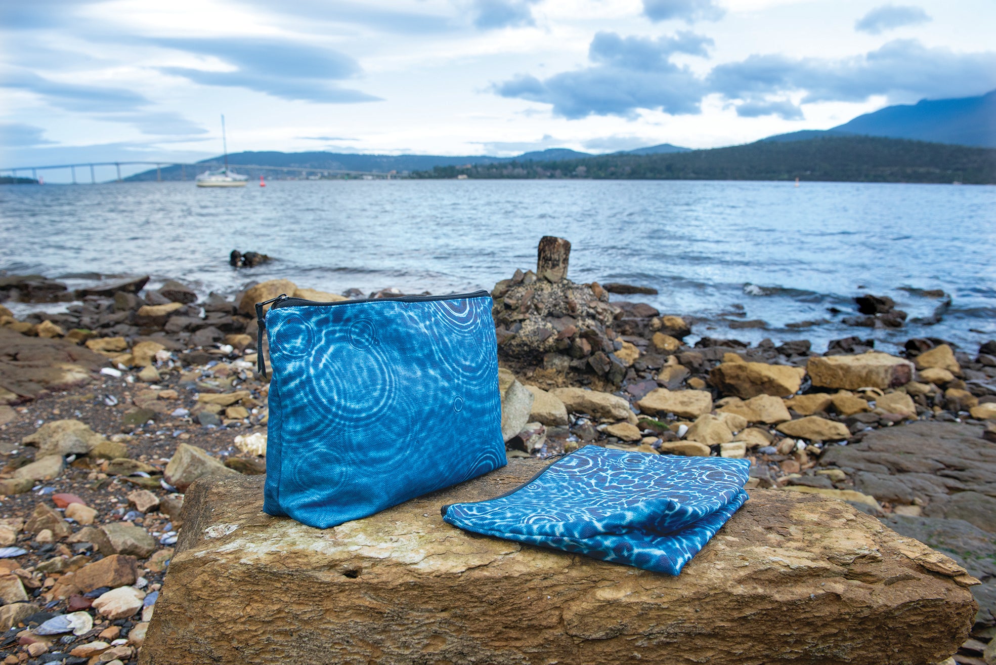 The Waratah Pouch - Cerulean Drops Fabric