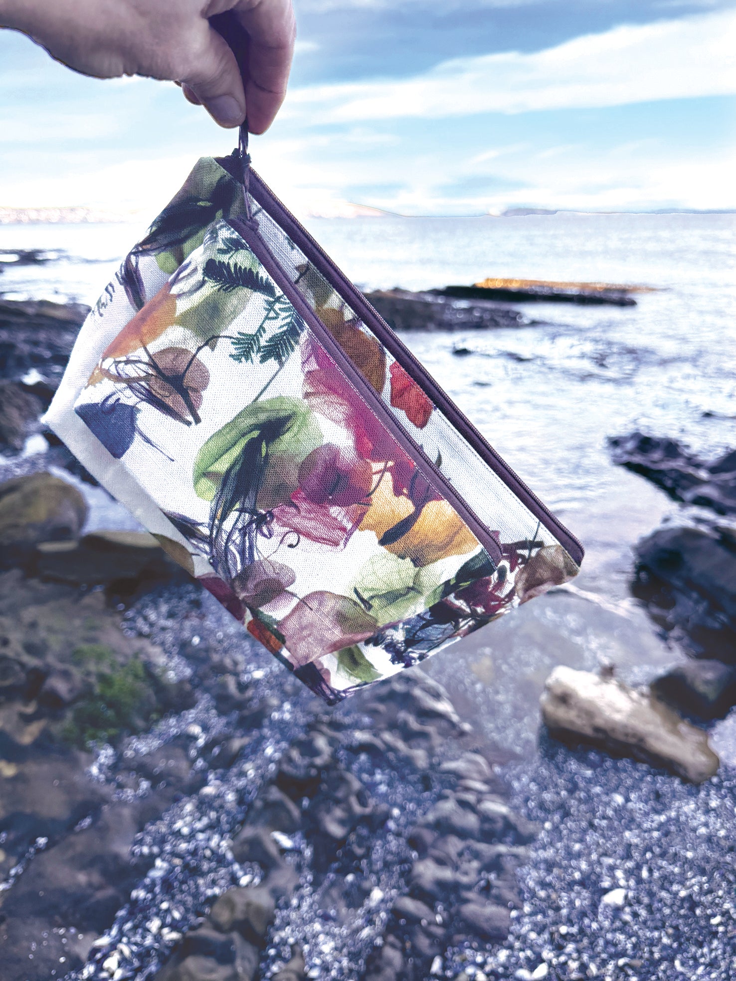 The Bicheno Pouch - Floral Wreath Design.