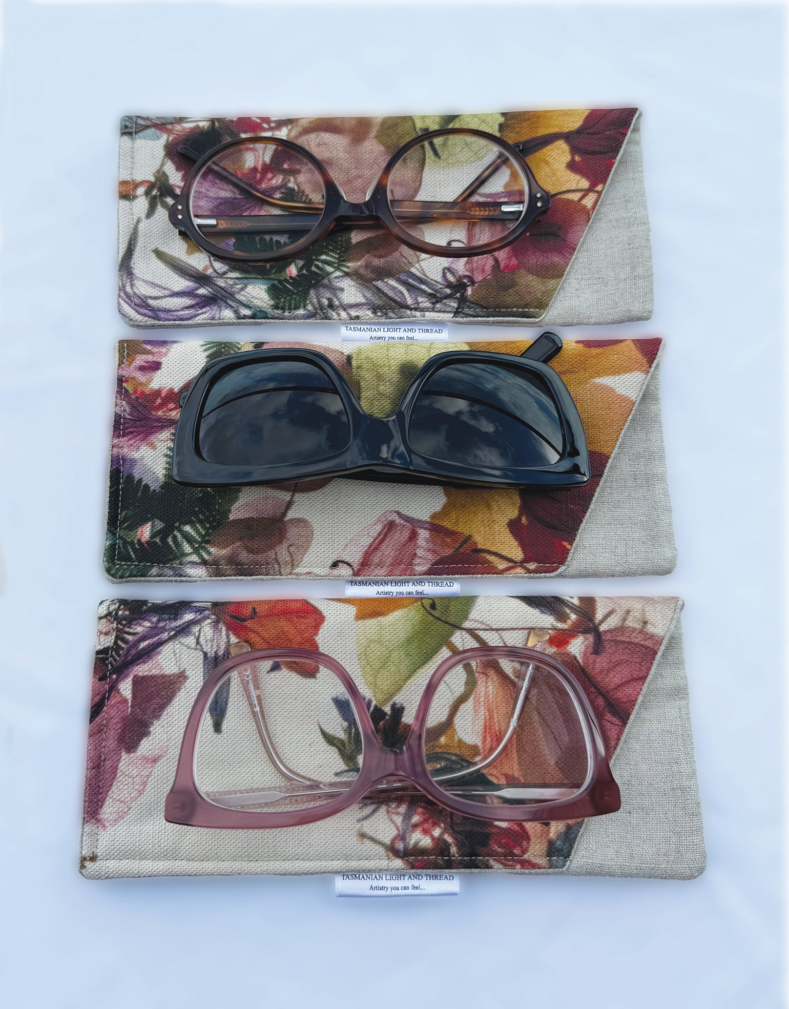 Slip-In Glasses Case - Floral Wreath Fabric