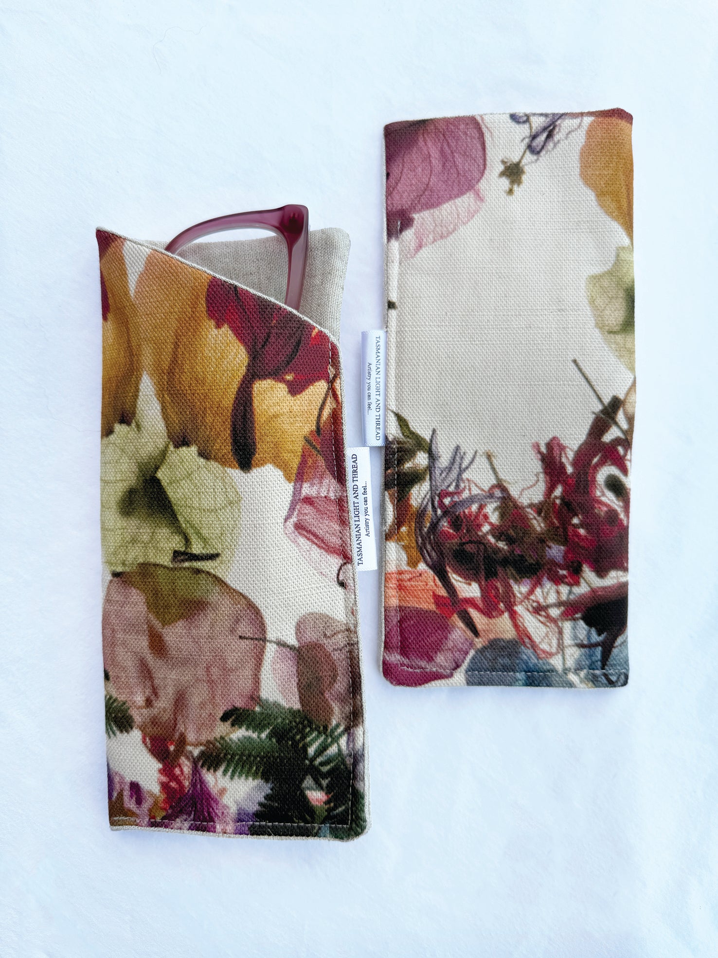 Slip-In Glasses Case - Floral Wreath Fabric