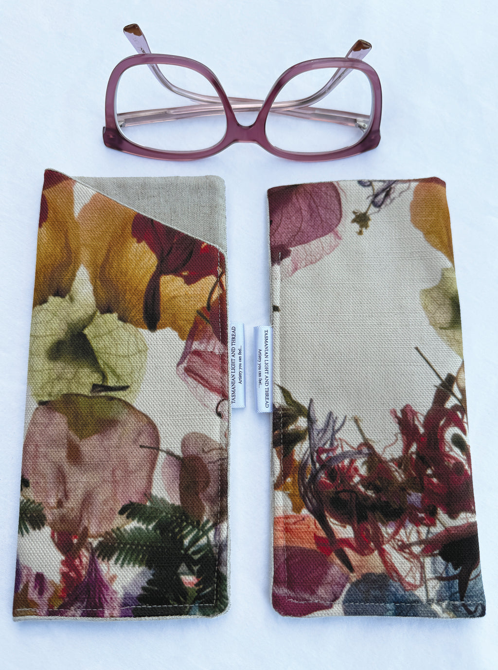 Slip-In Glasses Case - Floral Wreath Fabric