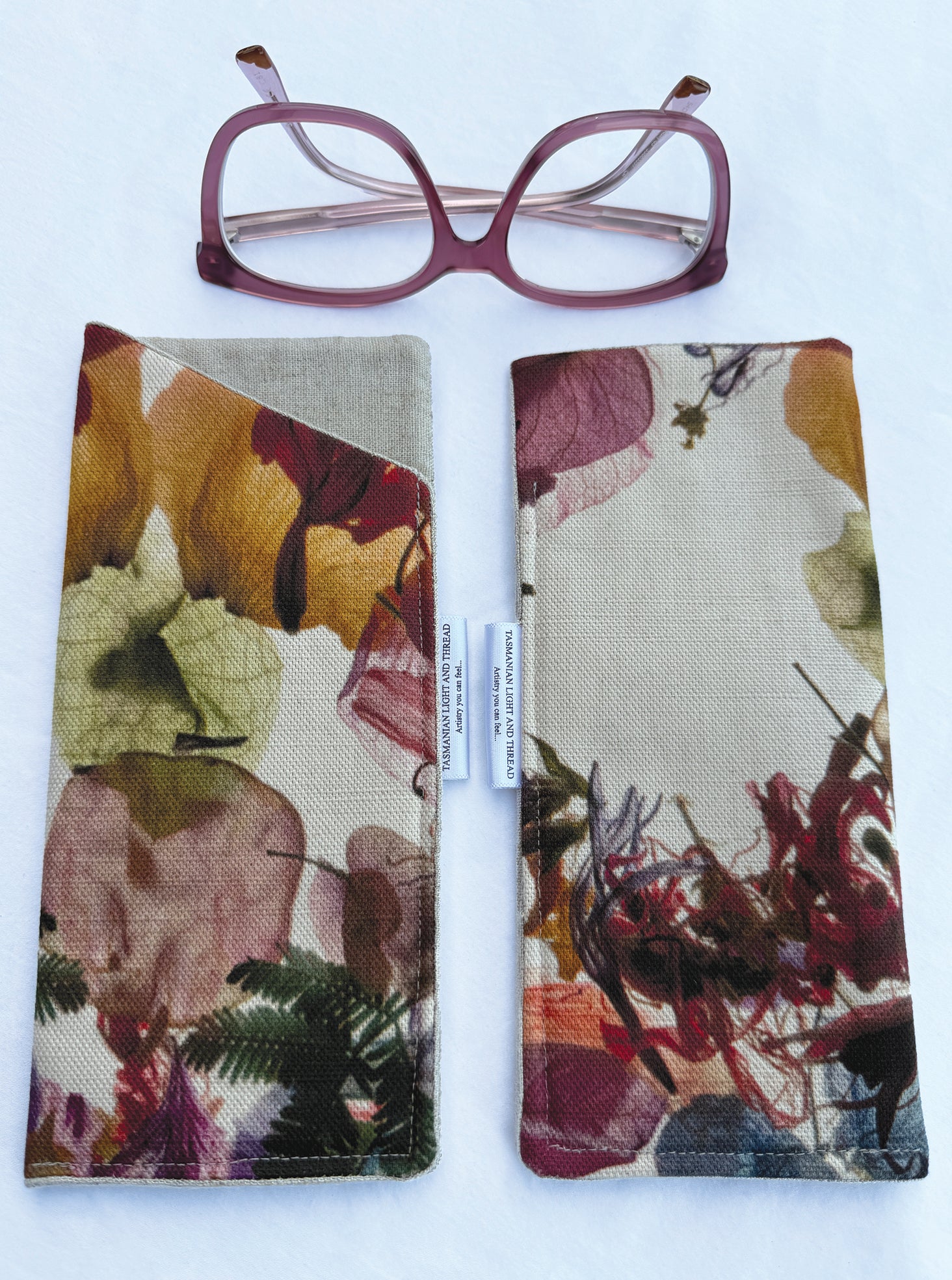 Slip-In Glasses Case - Floral Wreath Fabric