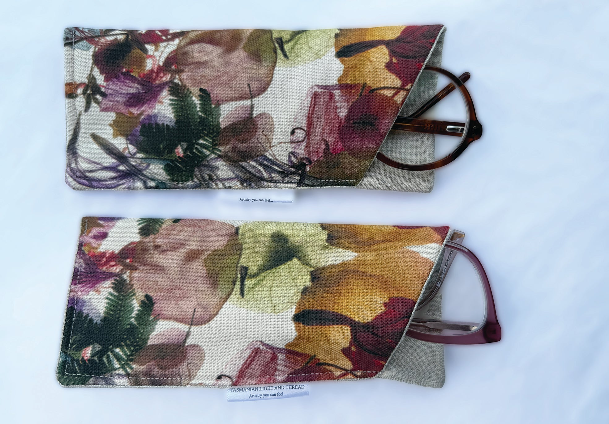 Slip-In Glasses Case - Floral Wreath Fabric