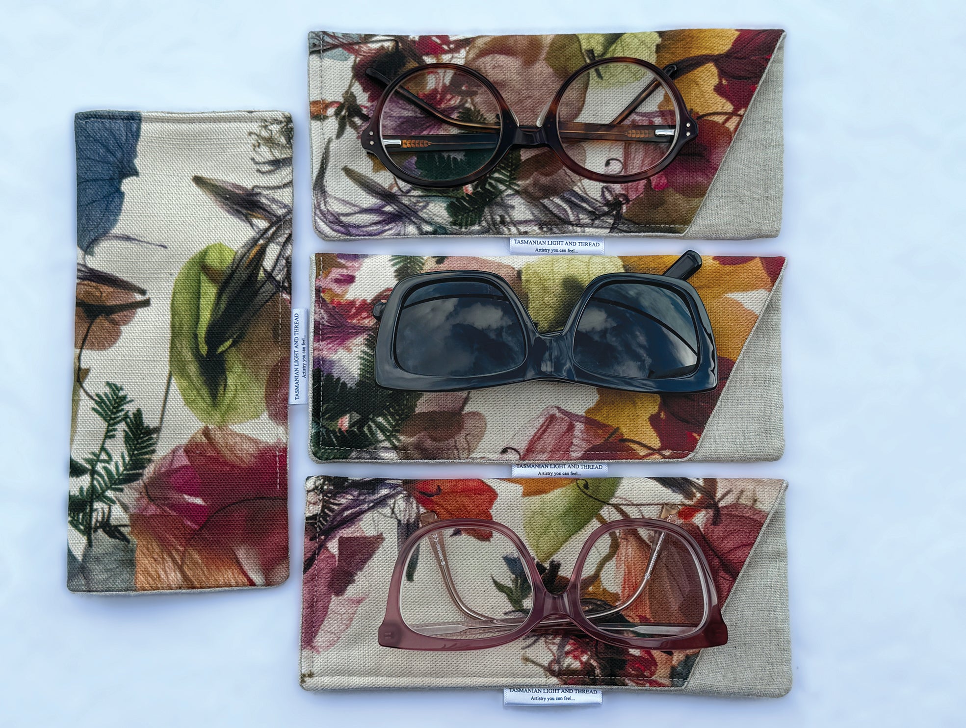 Slip-In Glasses Case - Floral Wreath Fabric