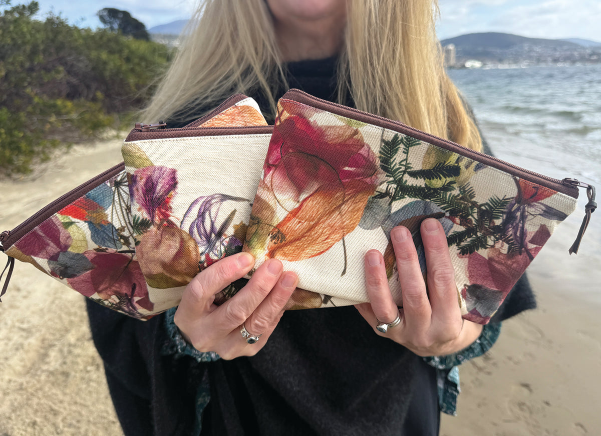 The Melaleuca Pouch - Floral Wreath Fabric