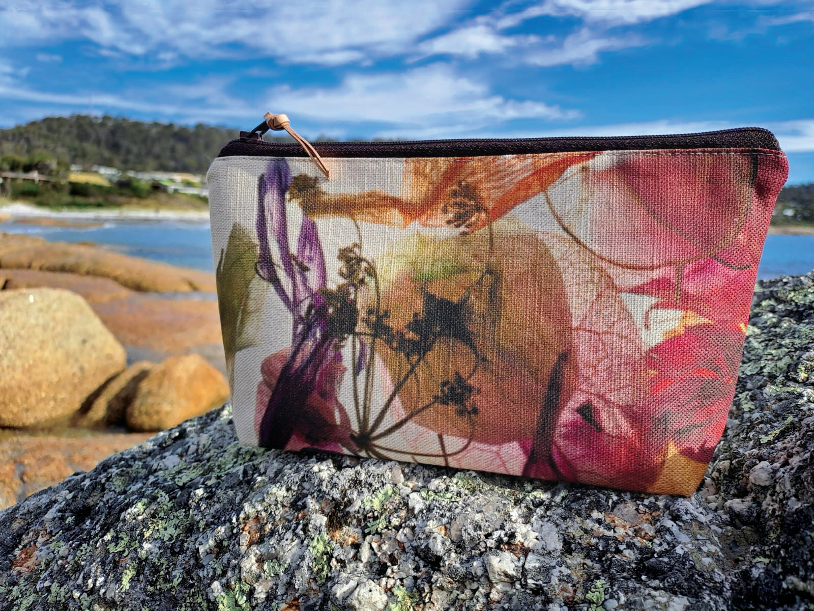 The Bicheno Pouch - Floral Wreath Design.