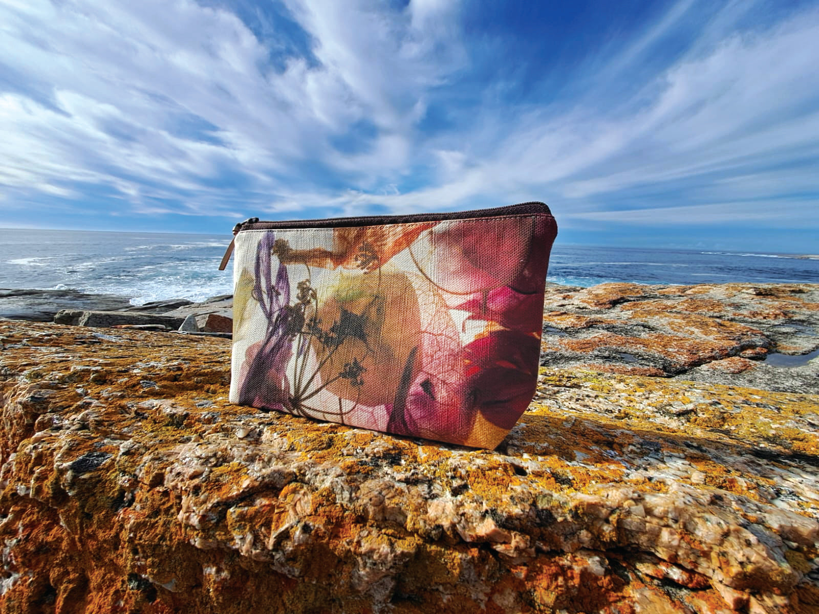The Bicheno Pouch - Floral Wreath Design.
