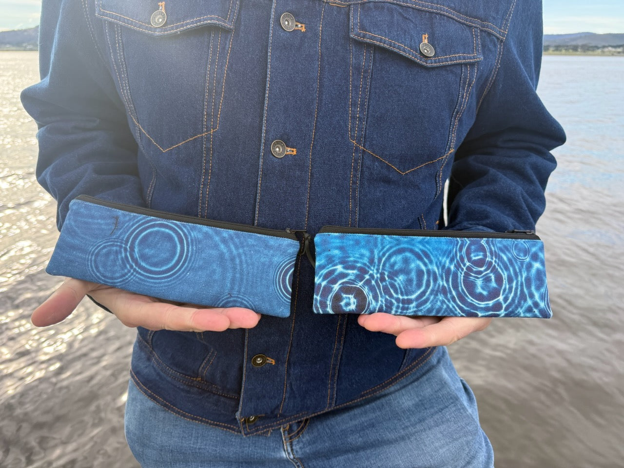 The Bruny Pouch - Cerulean Drops Fabric