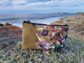 The Kingston Pouch - Petal Medley Fabric with olive linen accent