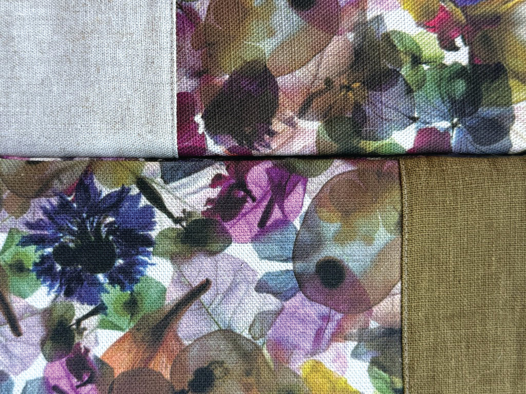 The Kingston Pouch - Petal Medley Fabric with cream linen accent