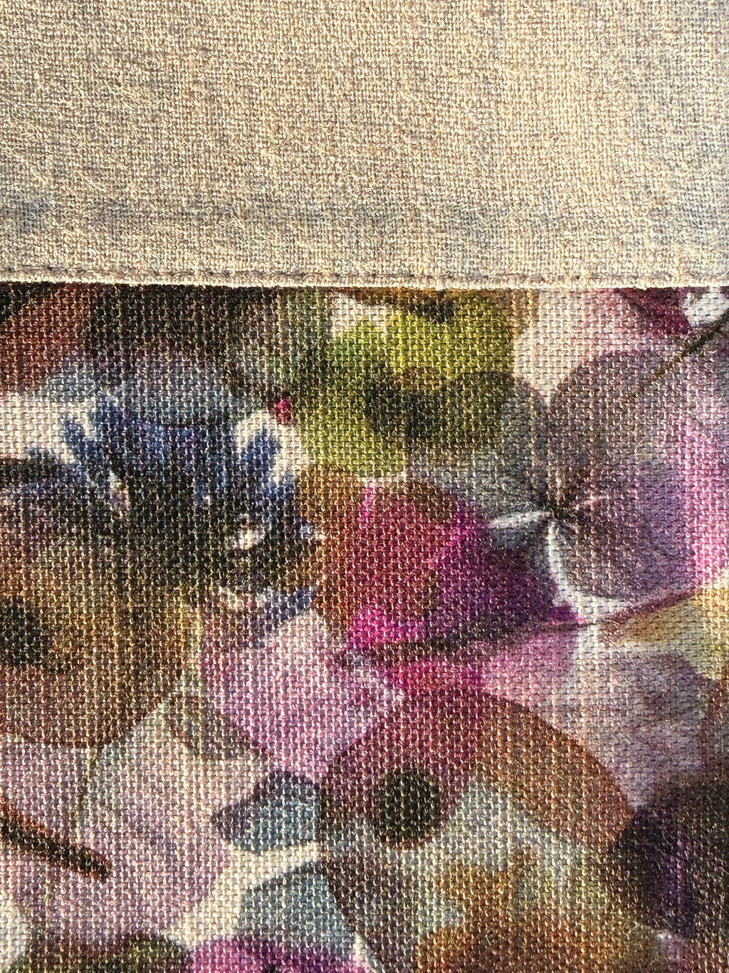 The Kingston Pouch - Petal Medley Fabric with cream linen accent