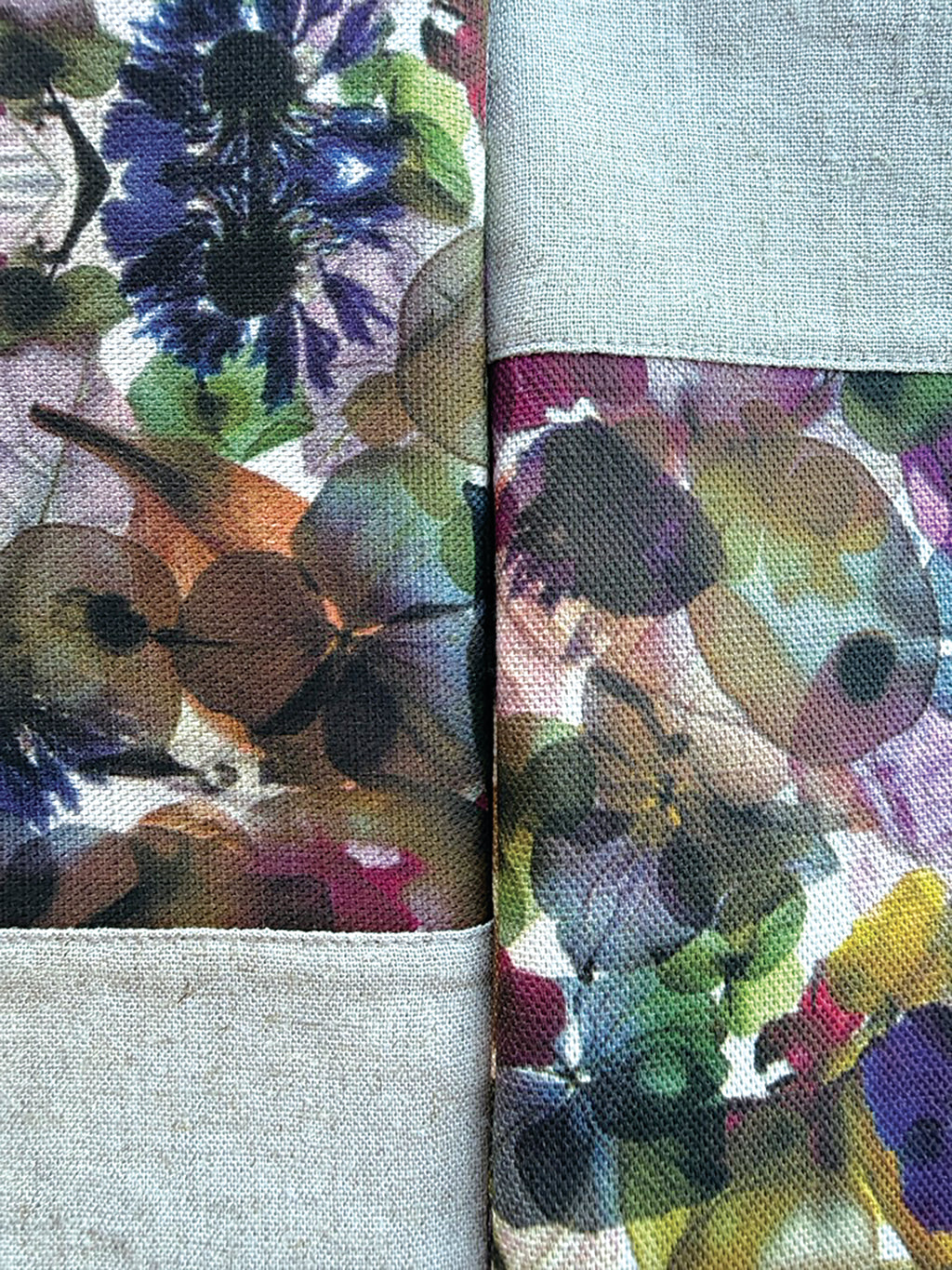 The Kingston Pouch - Petal Medley Fabric with cream linen accent