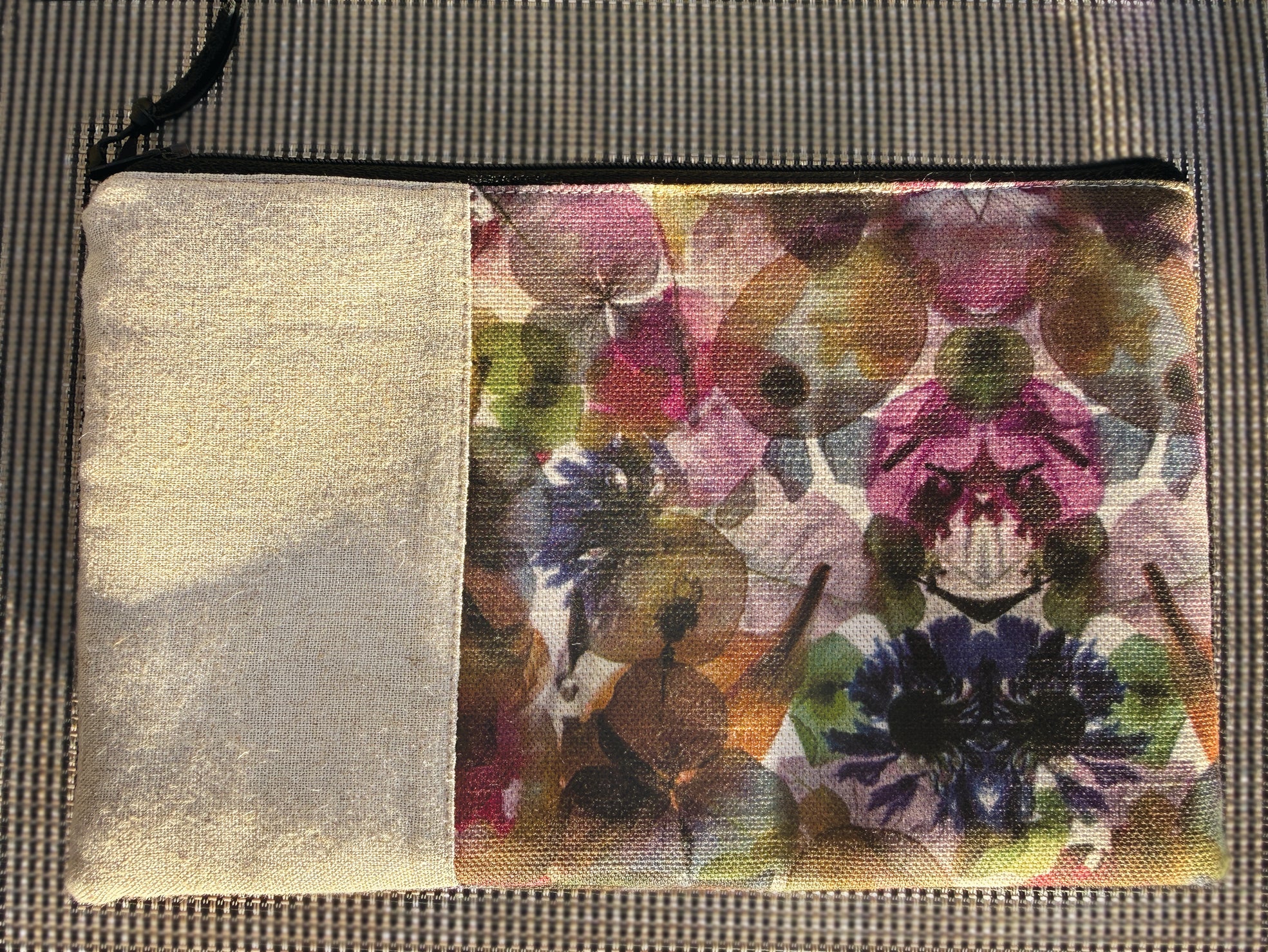 The Kingston Pouch - Petal Medley Fabric with cream linen accent