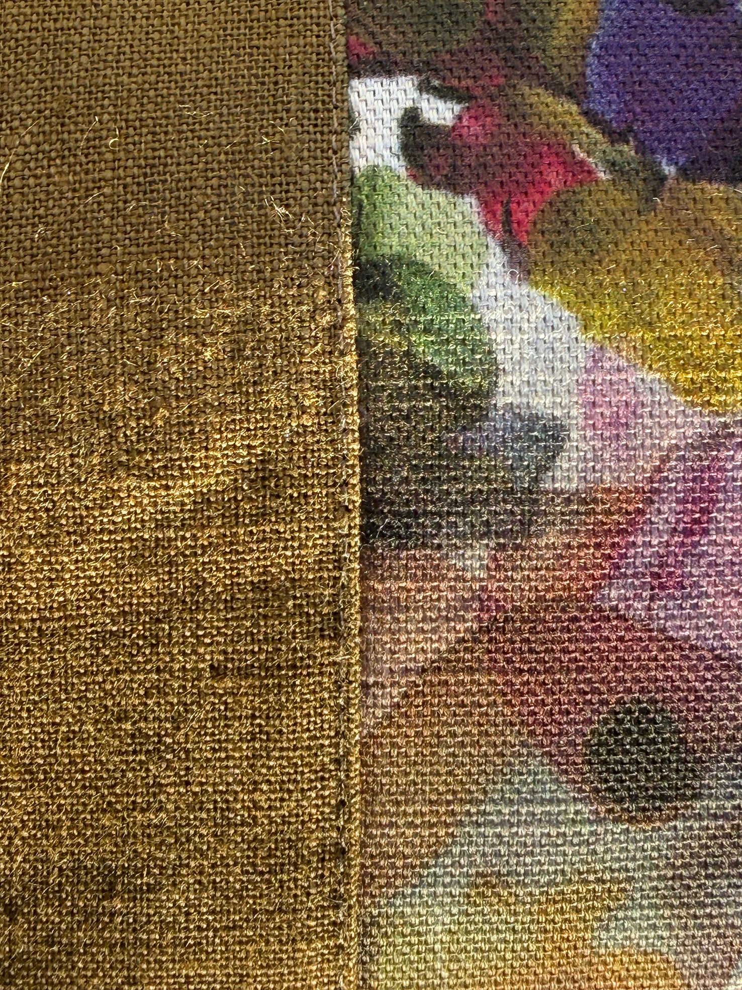 The Kingston Pouch - Petal Medley Fabric with olive linen accent