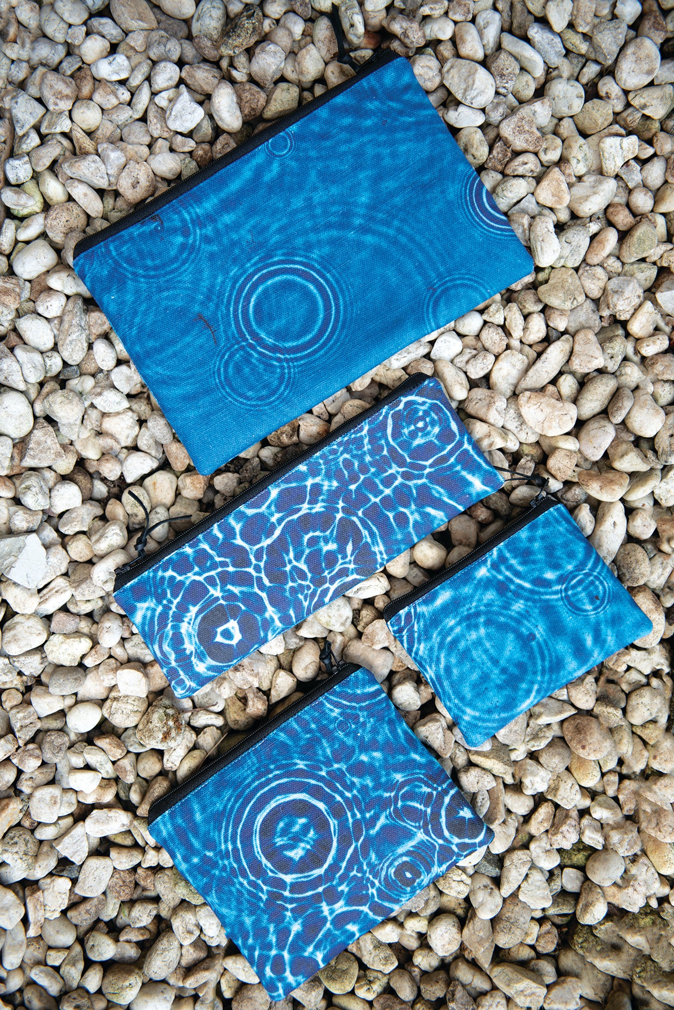 The Bruny Pouch - Cerulean Drops Fabric