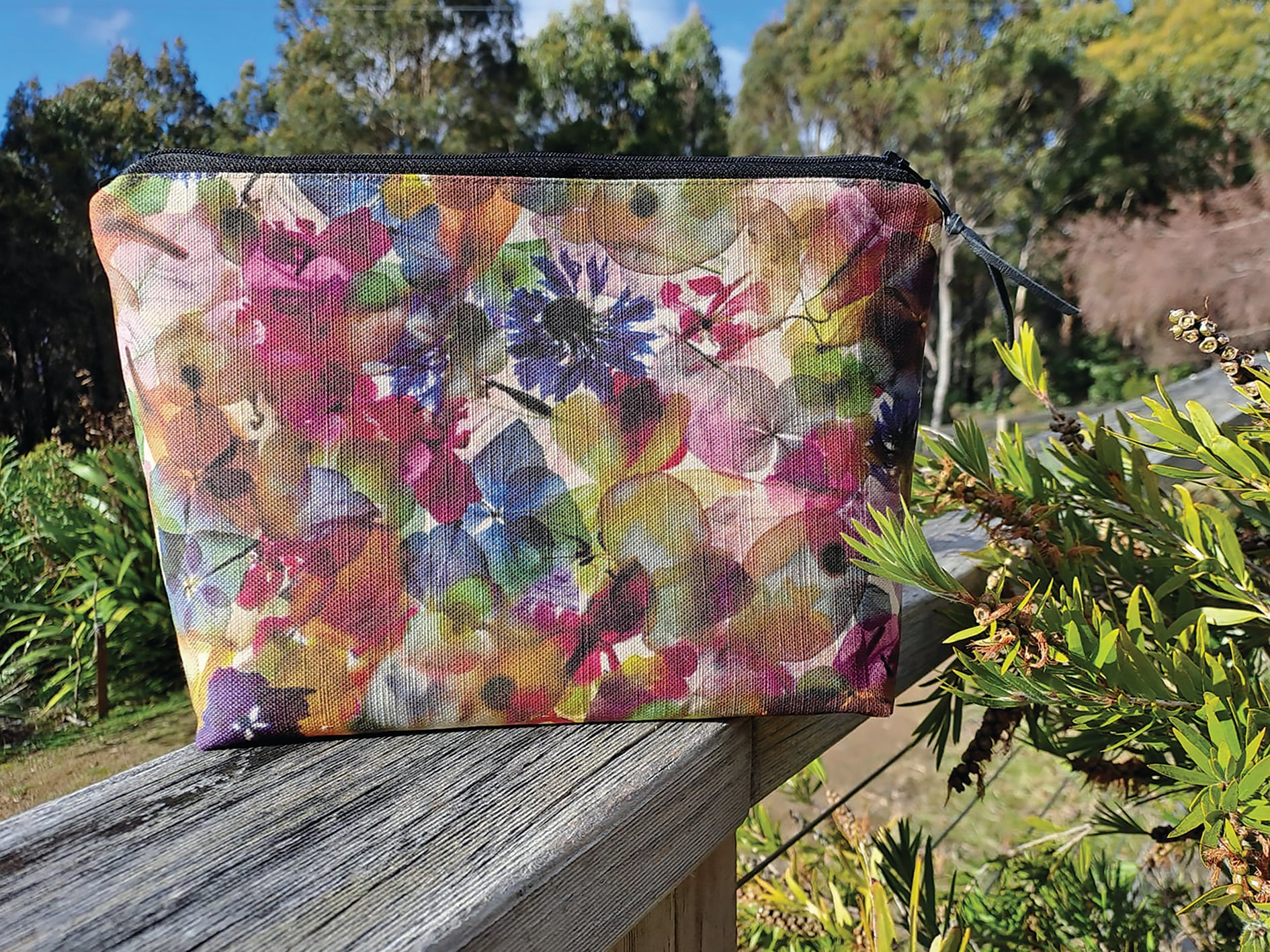 The Waratah Pouch - Petal Medley Fabric